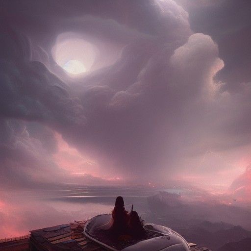 Eldritch Dreamworld: Floating Bed in Psychedelic Moonscape