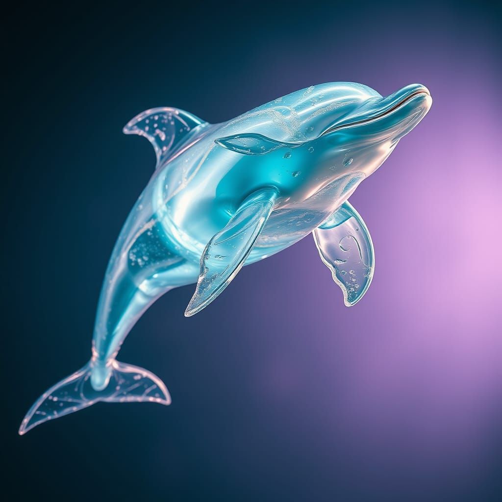 Ethereal Dolphin Sculpture in Shimmering Water