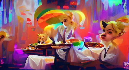 Dingo, Pixie, and Cat Chef: A Japanese Sushi Meal
