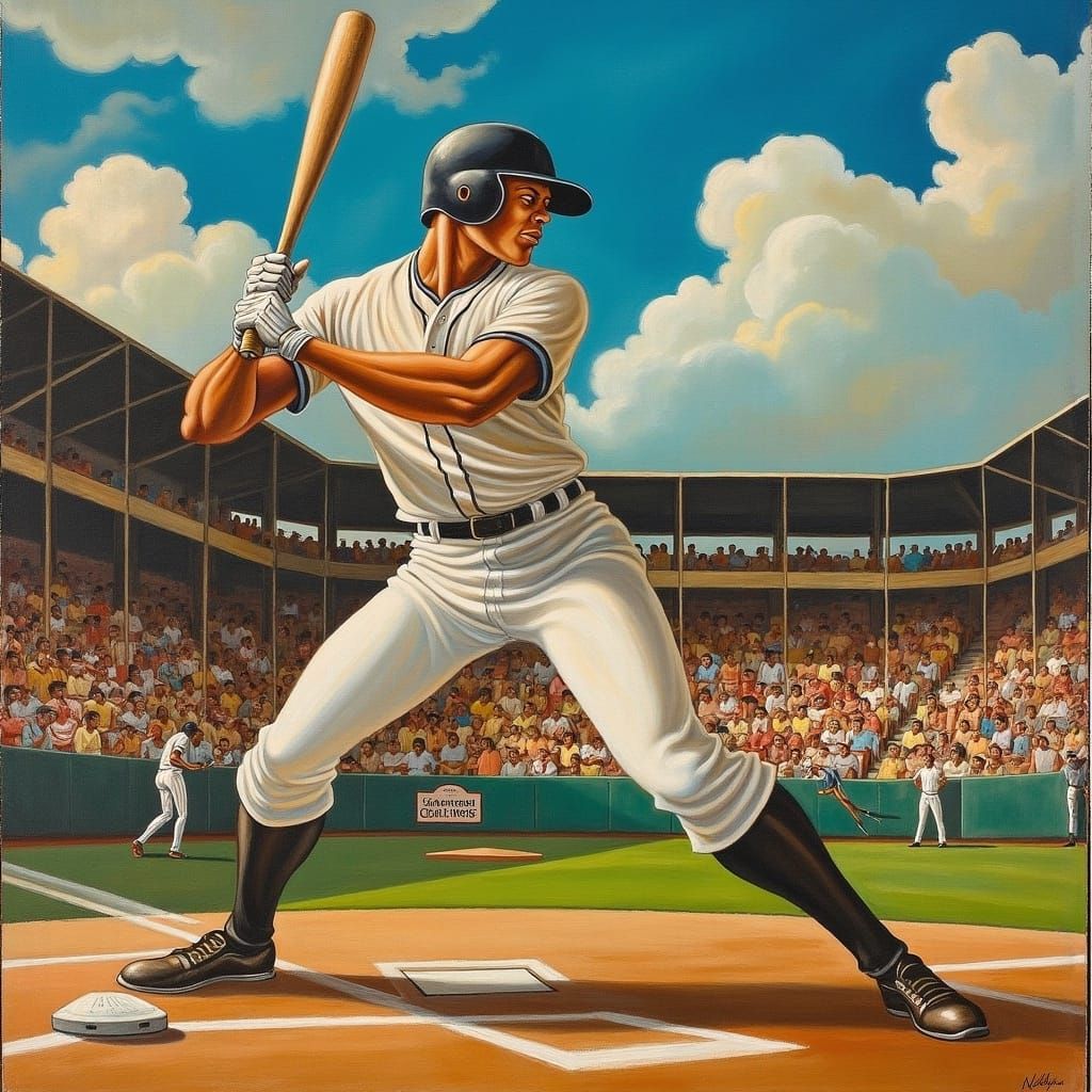 Baseball Homerun in Style of Ash Thorp and Syd Mead