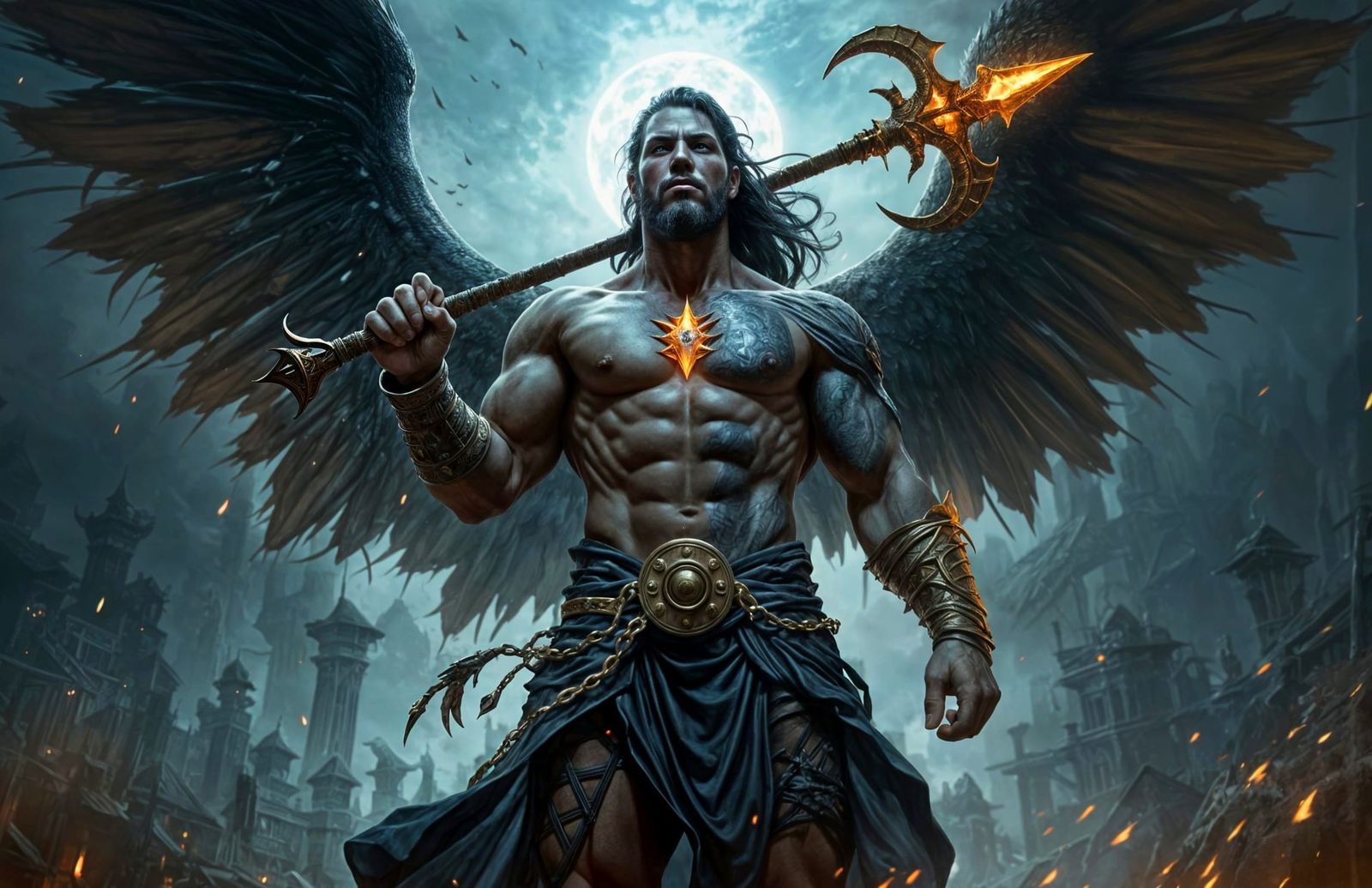 Epic Asimar Slayer in Dark Fantasy Realism