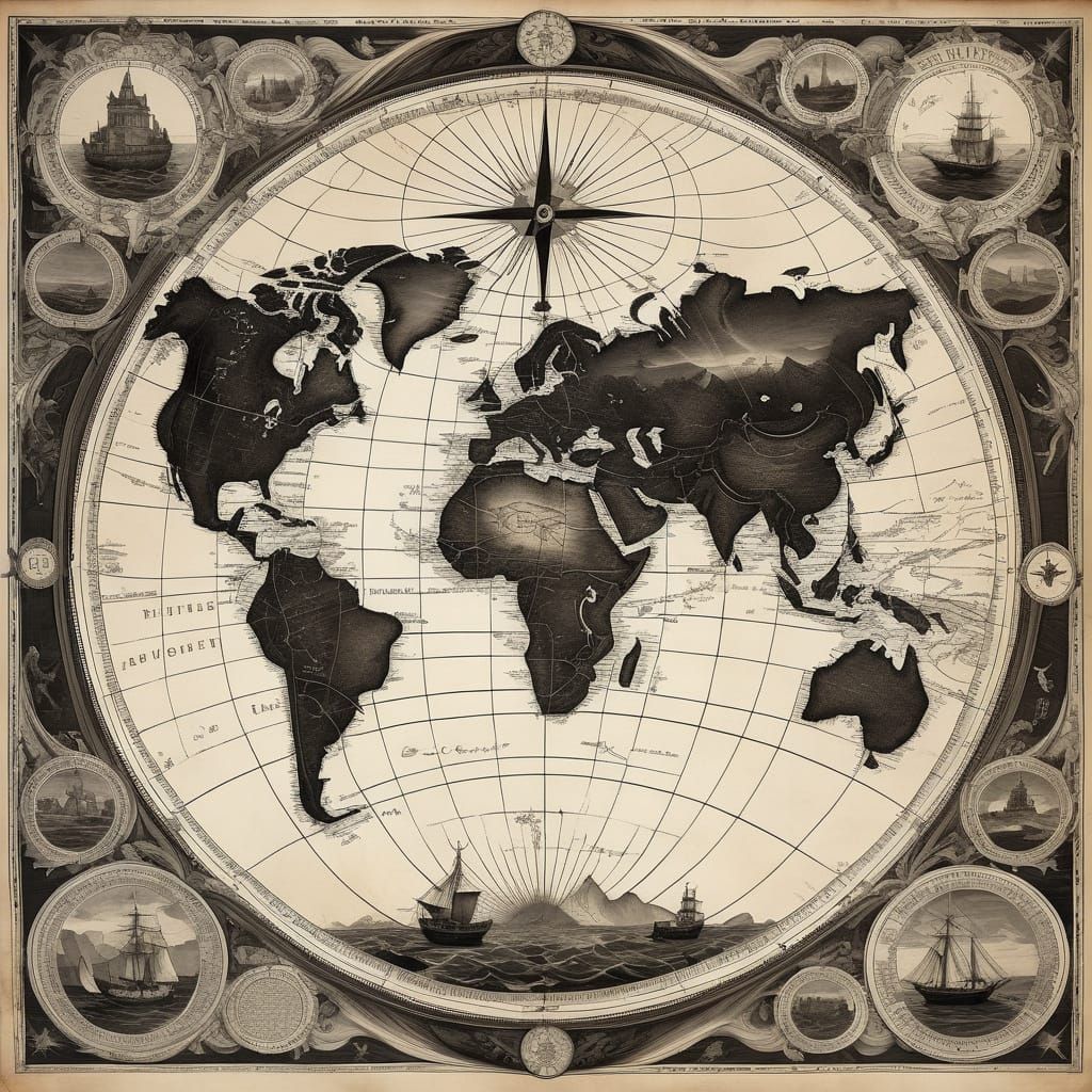 Surreal Ancient Map in Elegant Parchment Style