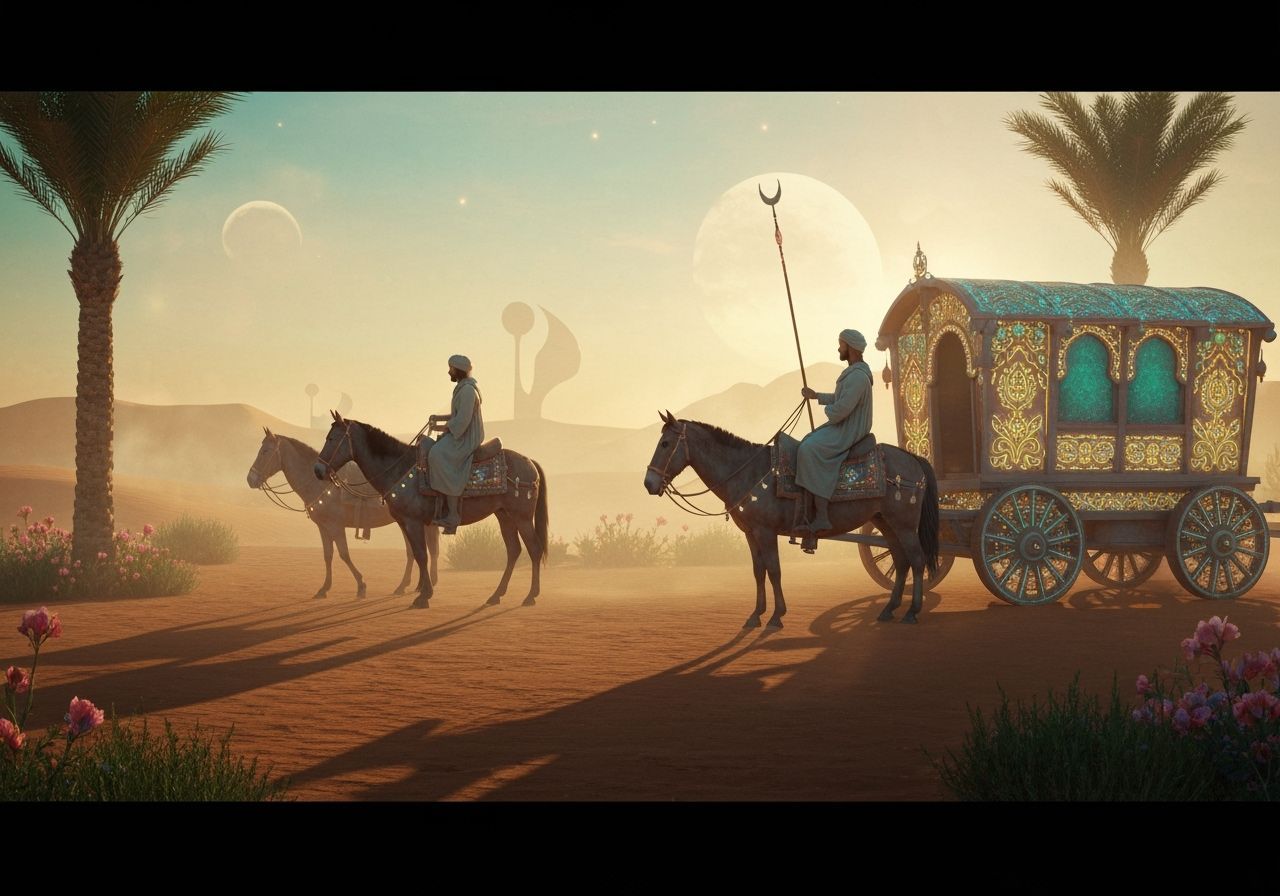 Exotic Caravan Scene in Art Nouveau Style