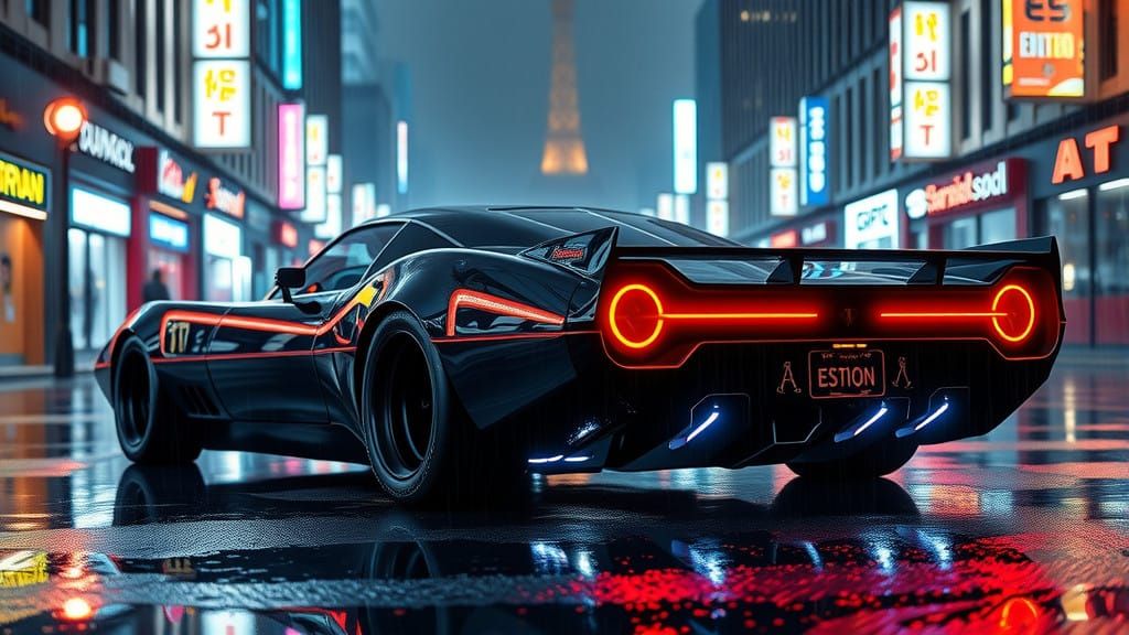 Glowing Hyperrealistic Futuristic Muscle Car