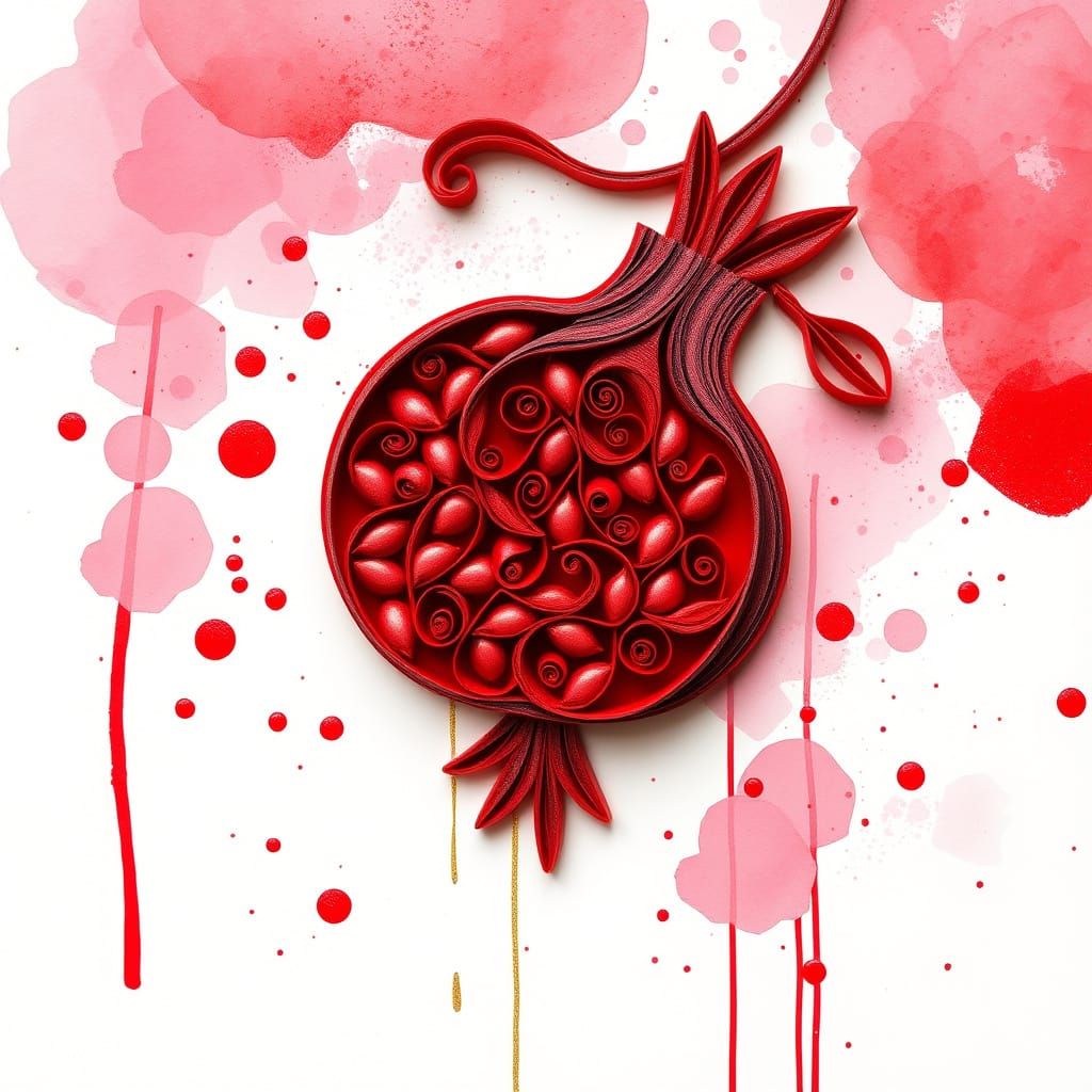 Royal Red Pomegranate in Quilled Delicacy