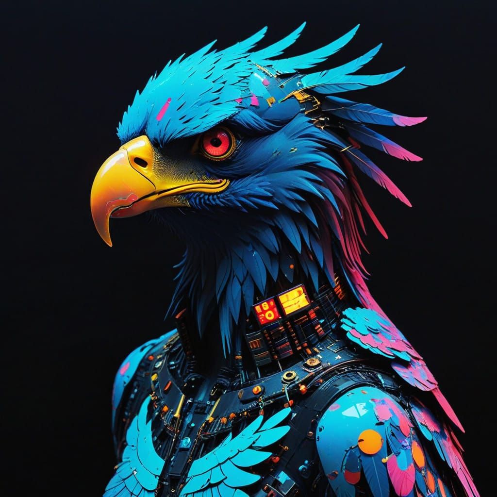 Neon Eagle in Verdigris Punk Style