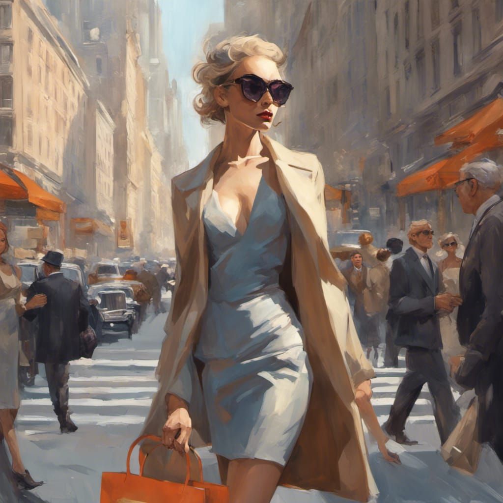 Stylish Woman Shopping on Fifth Avenue