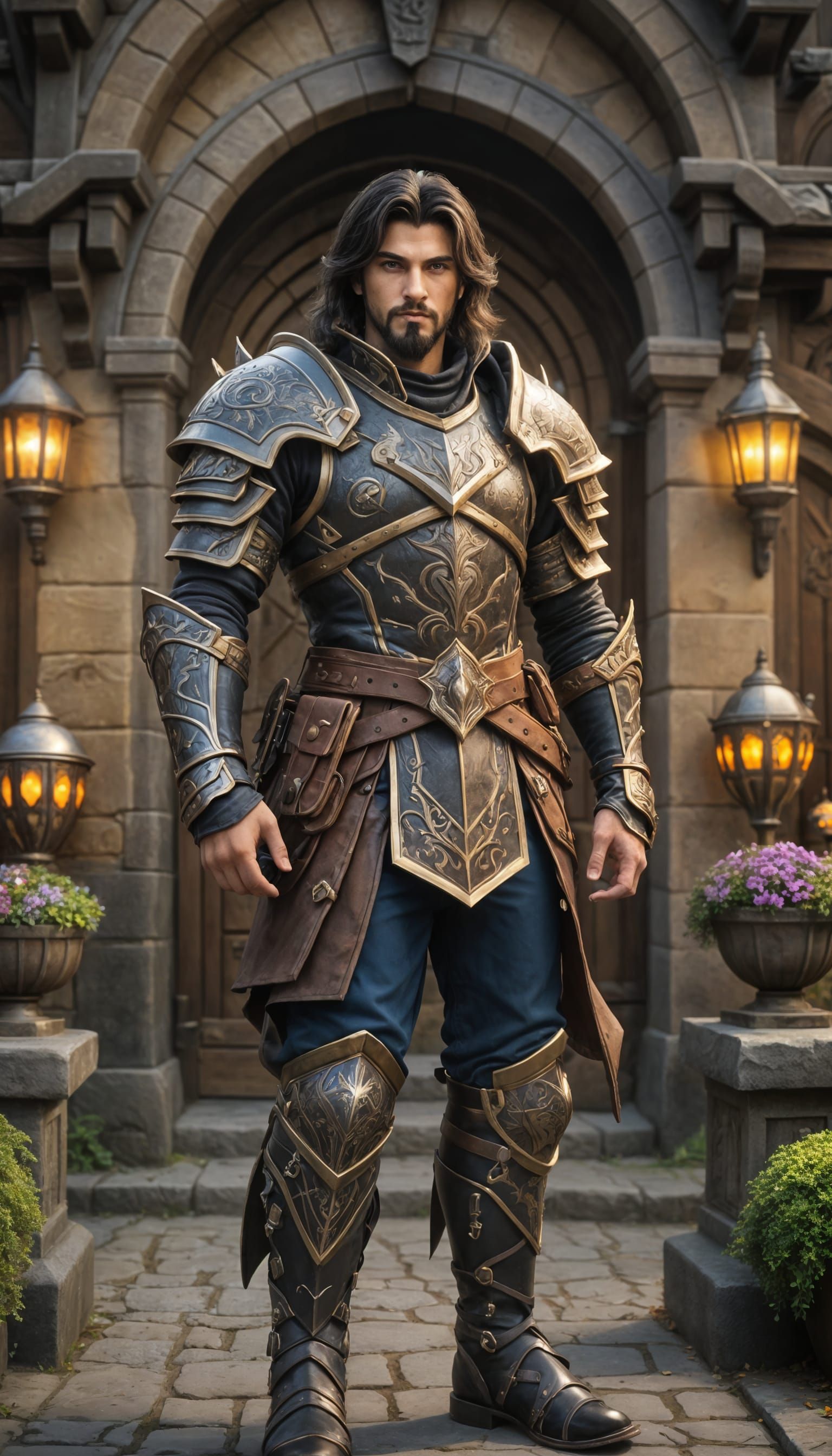 Charismatic Medieval King in Fantasy City