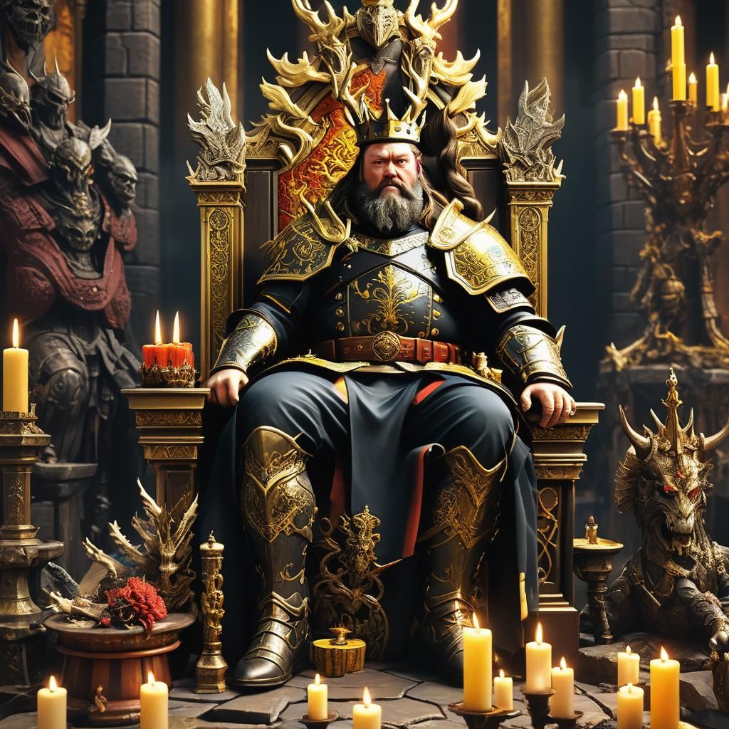 Robert Baratheon on Throne in Detailed 3D Anime Art