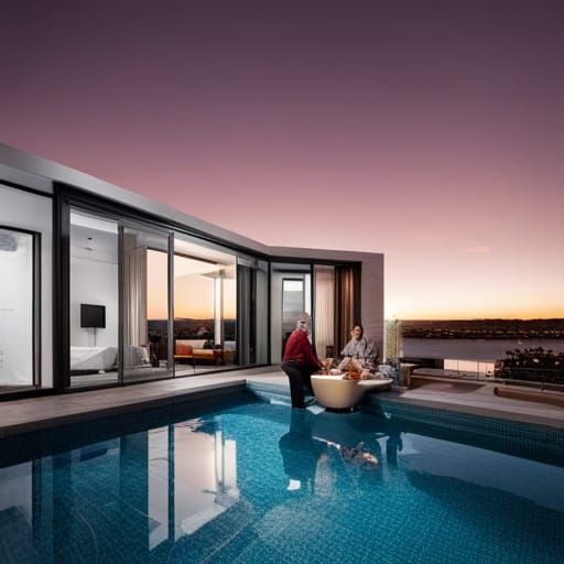 Couple's Romantic Dinner with a Space Pool View