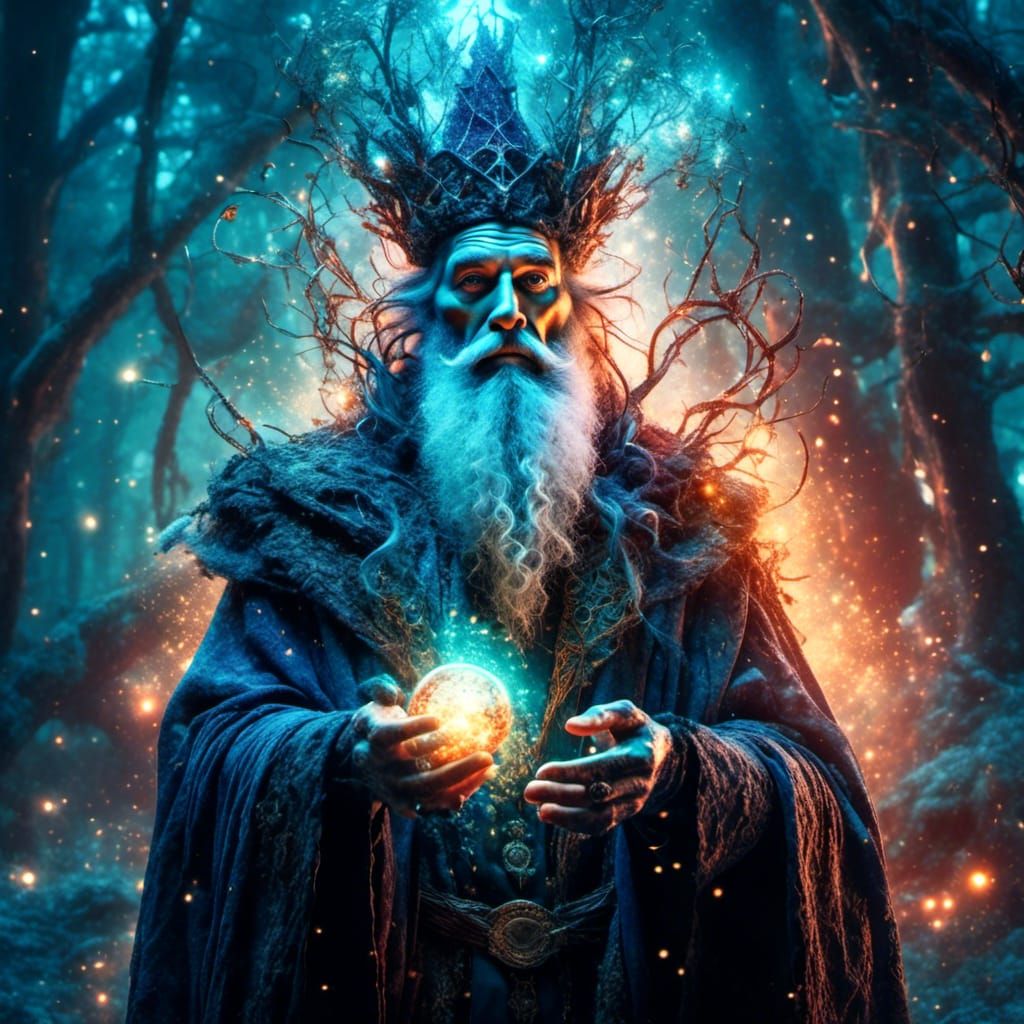 Mystical Dark Wizard in an Enchanted Forest