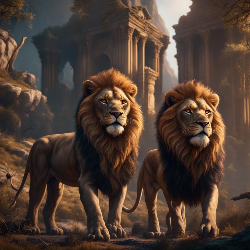 Detailed Matte Painting of Lions in Unreal Engine