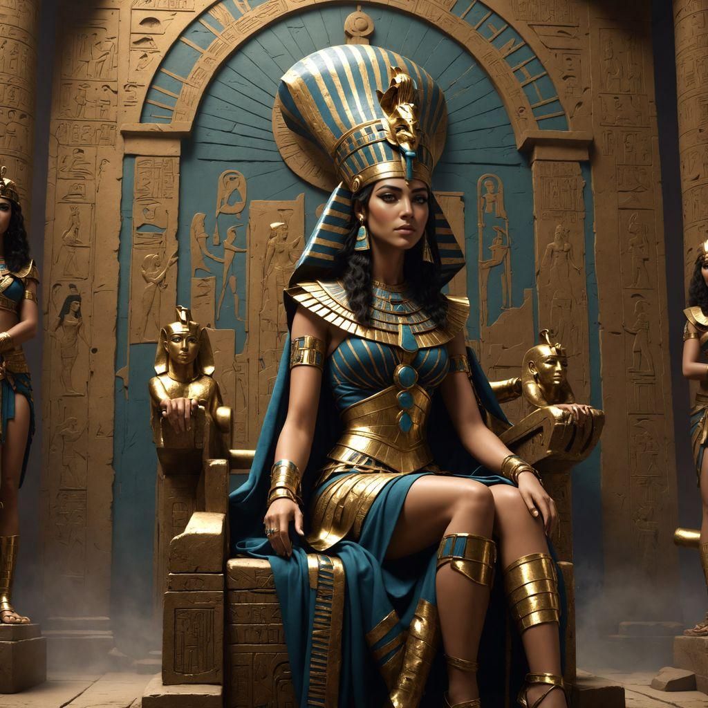 Cleopatra on Her Throne in Ancient Egypt
