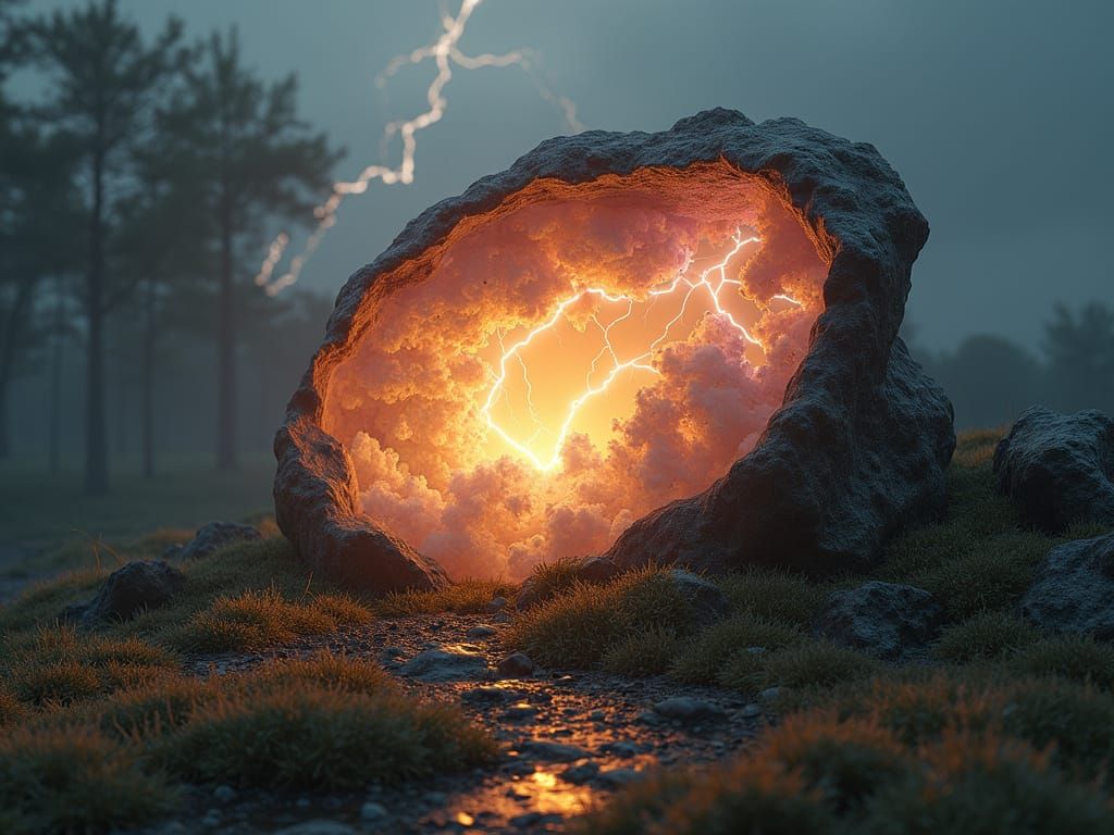 Semi-Abstract Cameo Septarian Stone Crystal Tiny Cottage Atm...