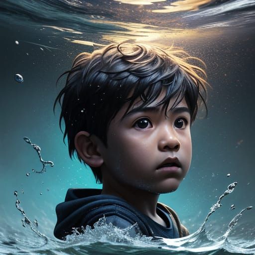 Hyperrealistic Portrait of a Little Boy in Dramatic Light