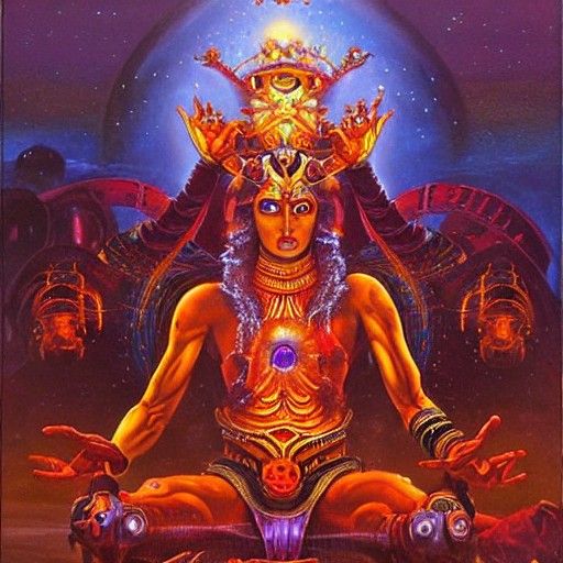 Cybotron Chakra: Ghandharva Descending, Oil Painting