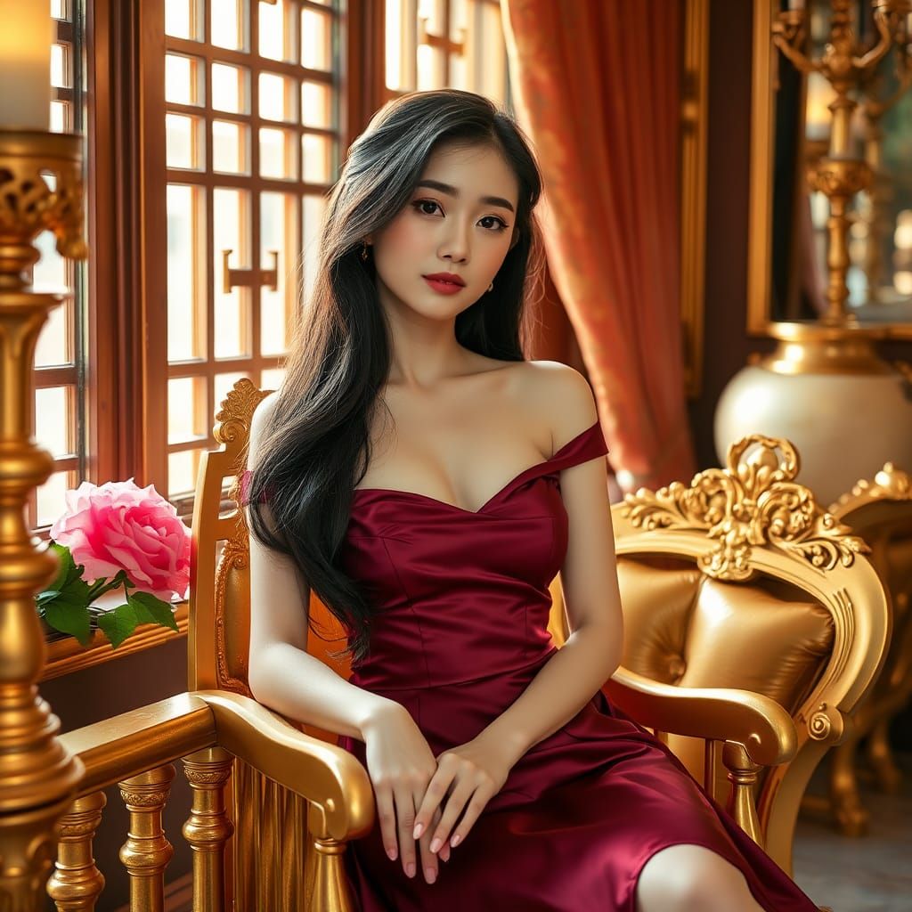 Luxurious Portrait of a Chinese Girl on Gold