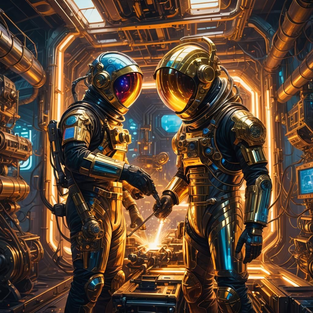 Welder in Space Suit: Fantasy Concept Art