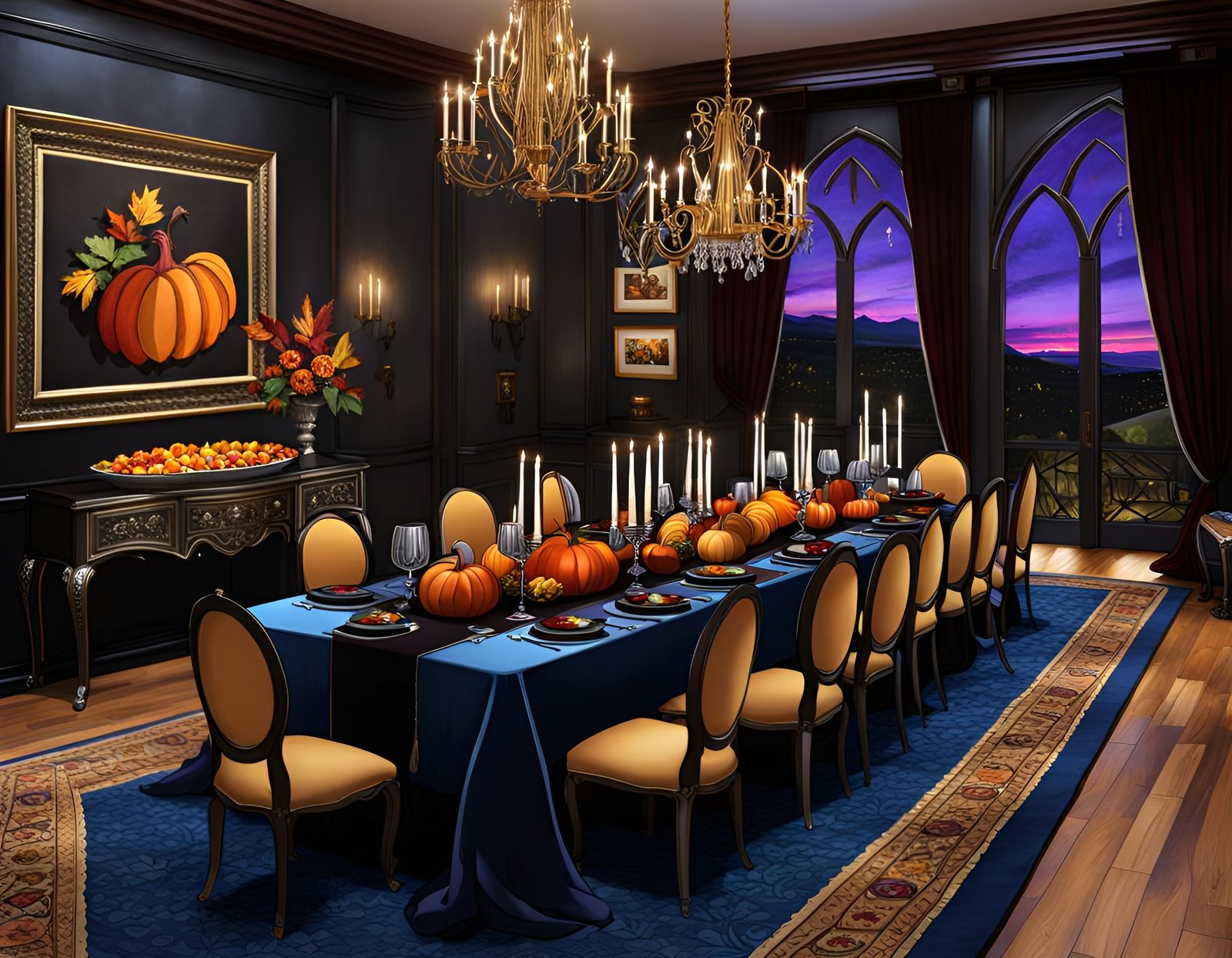 Luxury Gothic Thanksgiving Feast in Romantic Candlelight