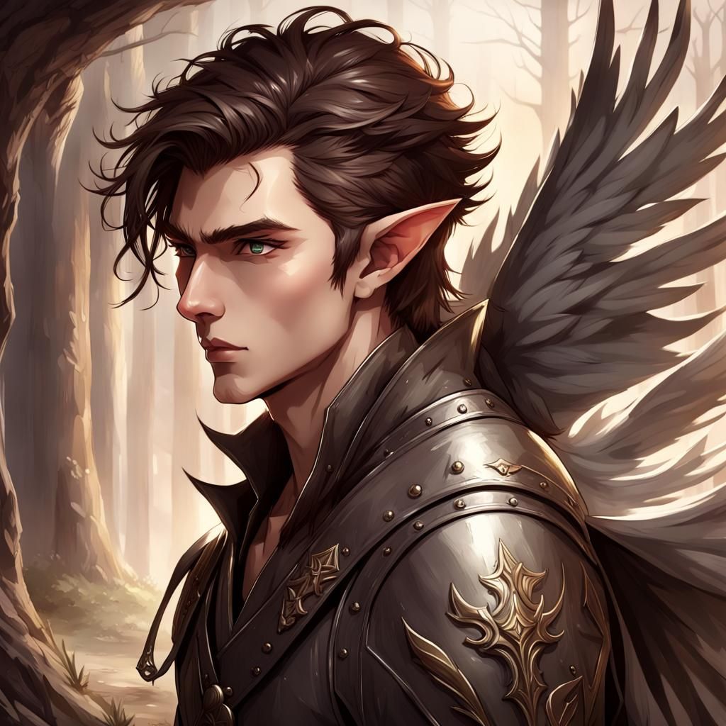 Anime Elf Sorcerer Portrait in Medieval Setting
