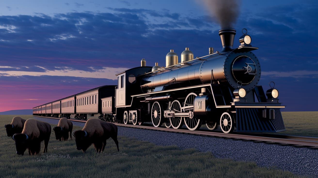 Dark Fantasy Locomotive Chugs Across Western Plains with Bis...