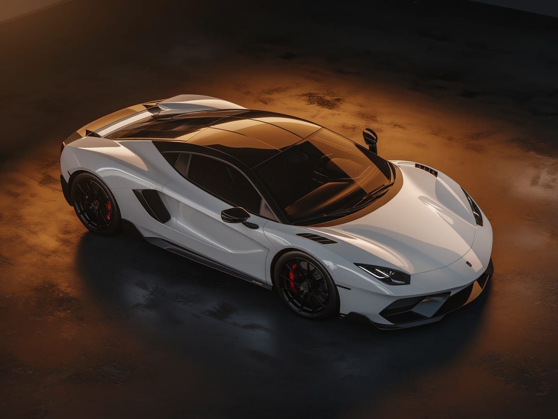Sleek Italian Supercar in Glossy White Exudes Sinister Allur...