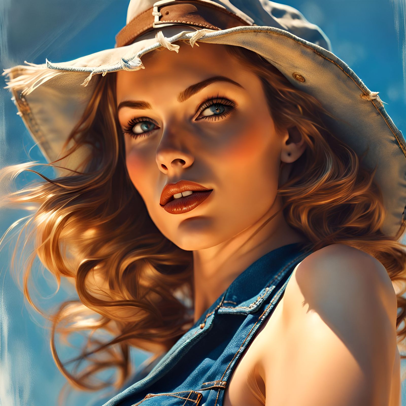 Denim Bikini Portrait in Pin-Up Style