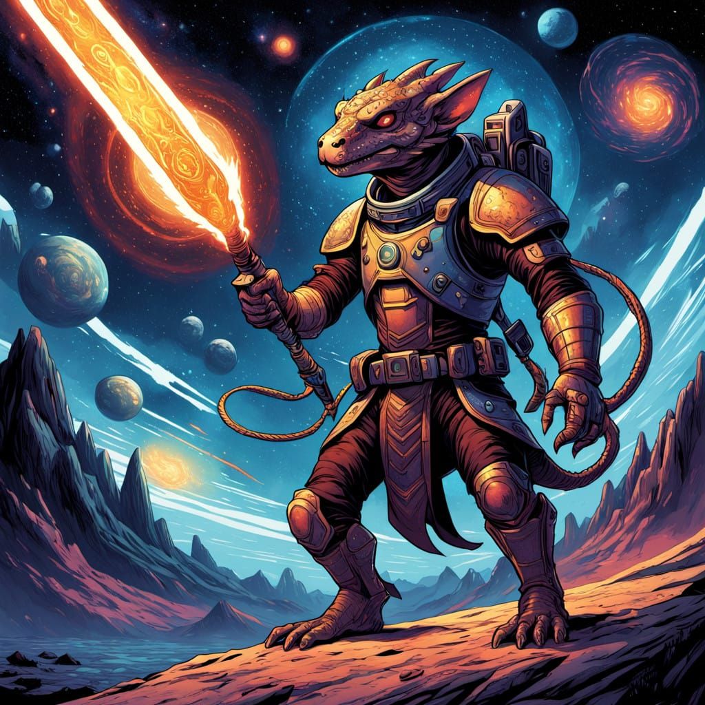 Cosmic Kobolds: Vibrant Sci-Fi Fantasy Creatures in a Starry...