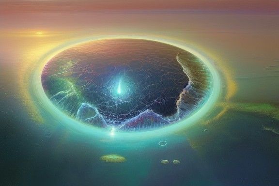 Ethereal Water Orb Concept Art in Oil Painting Style