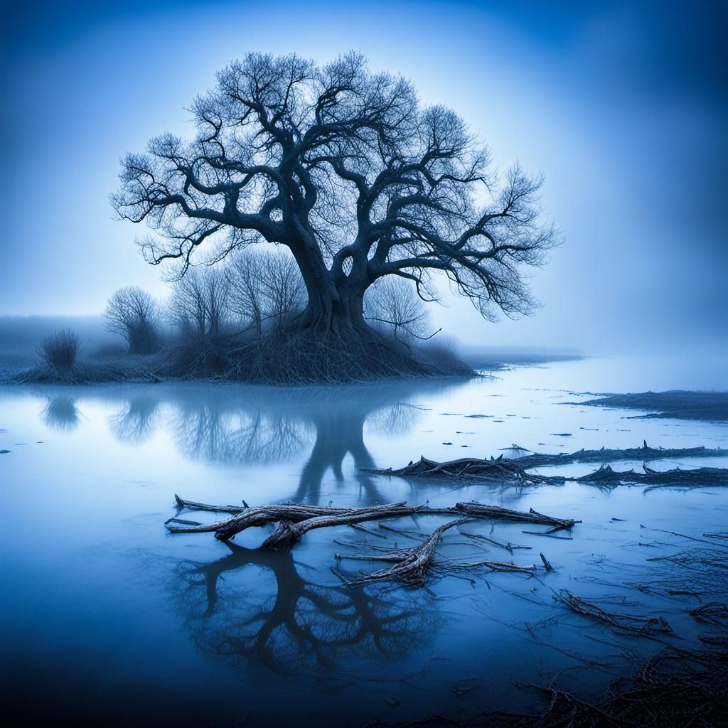 Misty River Mouth in Morning Fog