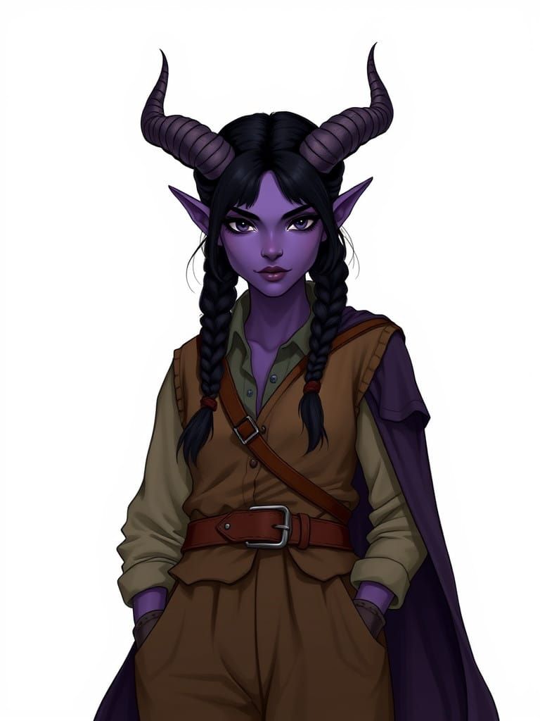 Elegant Tiefling Woman in Confident Pose