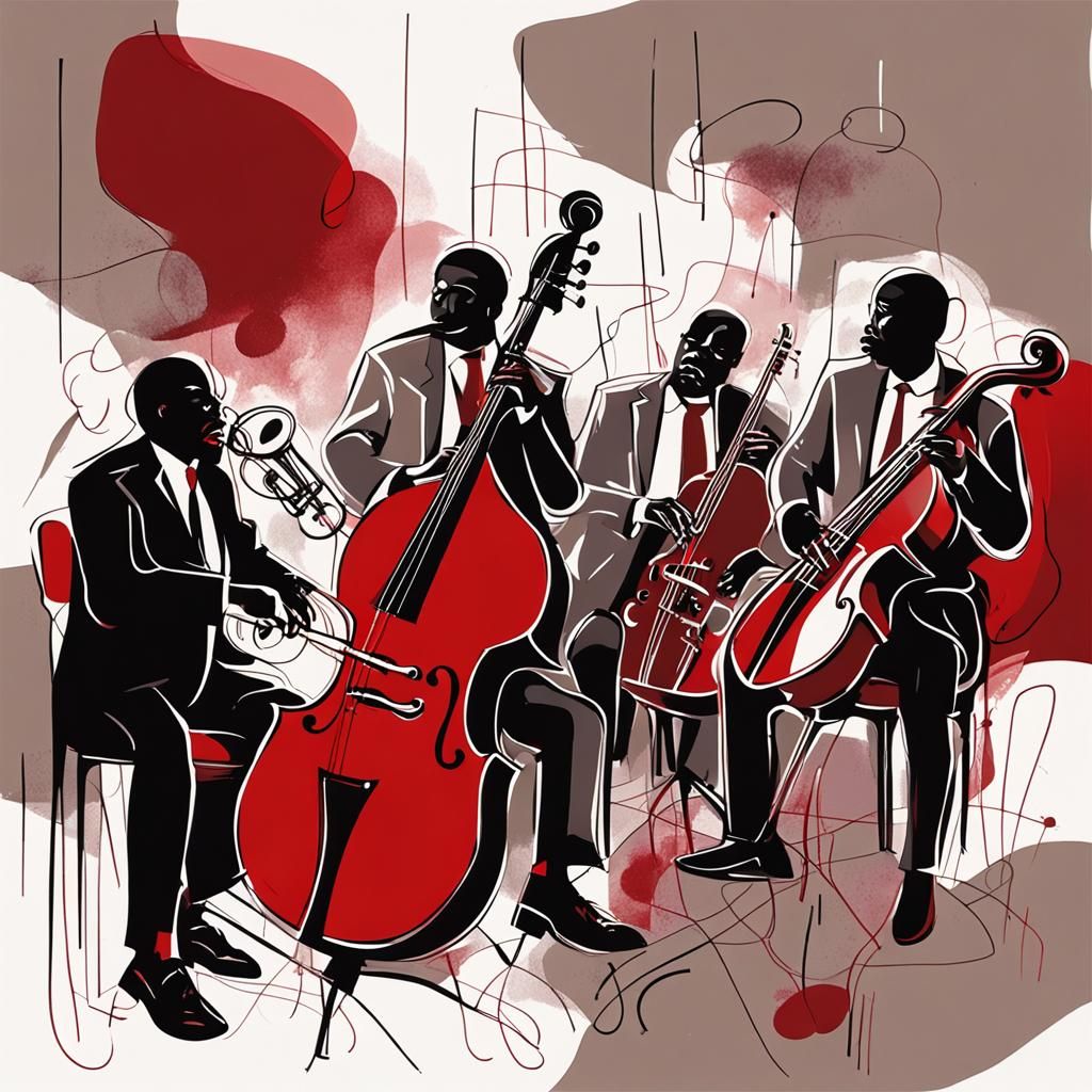 Jazz Quartet in Smoky Cabaret: Minimalist Abstract Art