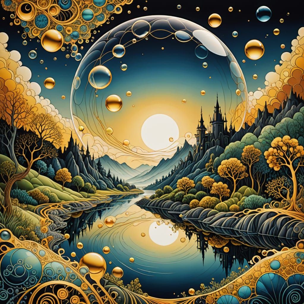 Surreal landscape with clocks #3