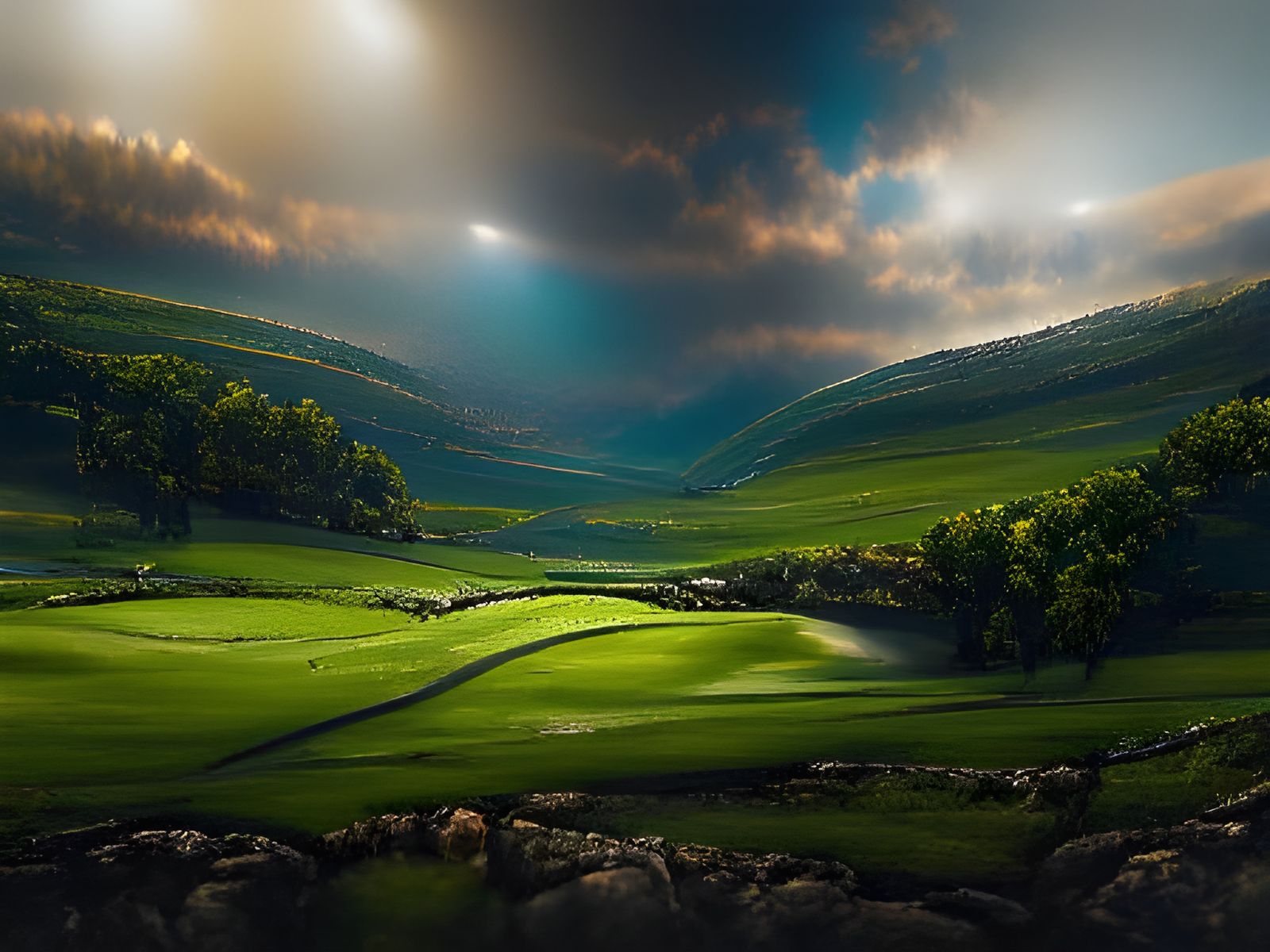 Lush Green Yorkshire Dales Landscape