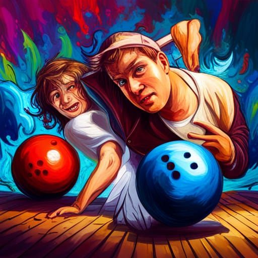 Teenagers Bowling: Graffiti Art, Splash Art Style