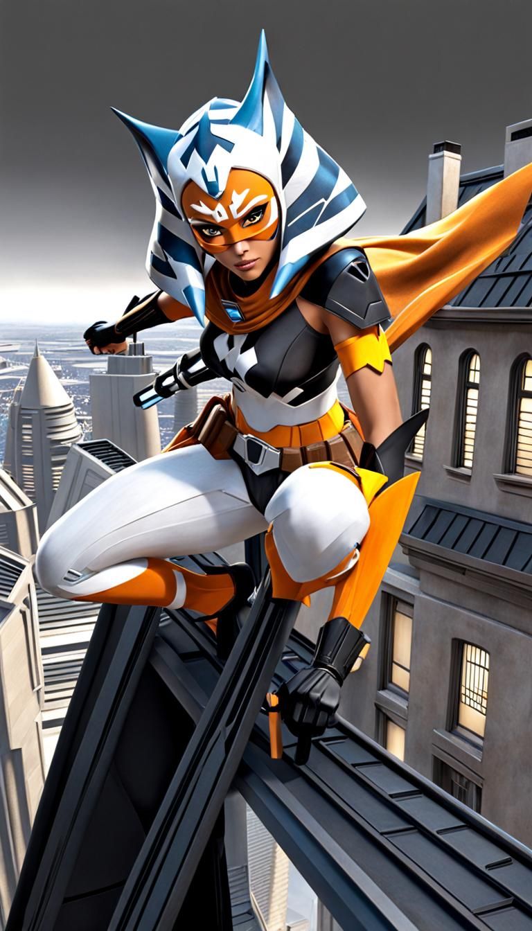 Ahsoka Tano as Batgirl on Gotham Rooftops