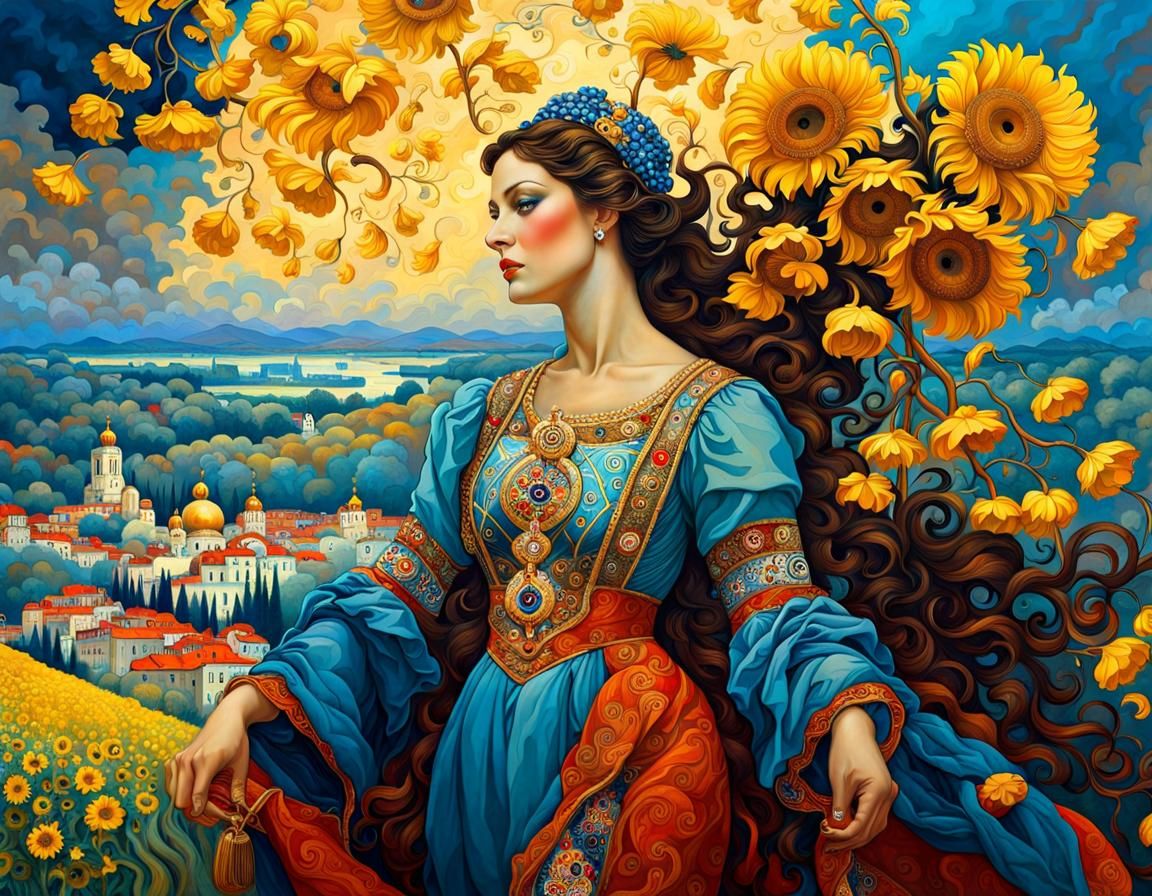 Ukrainian Spirit: A Klimt-Inspired Vision of Resilience