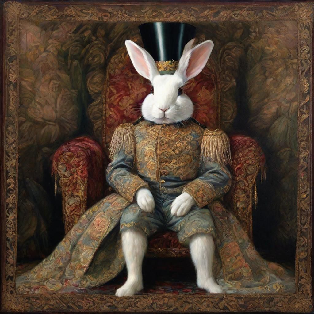 Regal Bunny King Portrait in Victorian Style