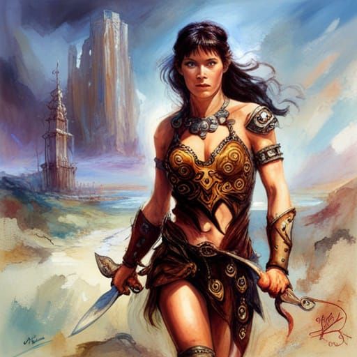 Xena: Warrior Princess in Matte Painting Style