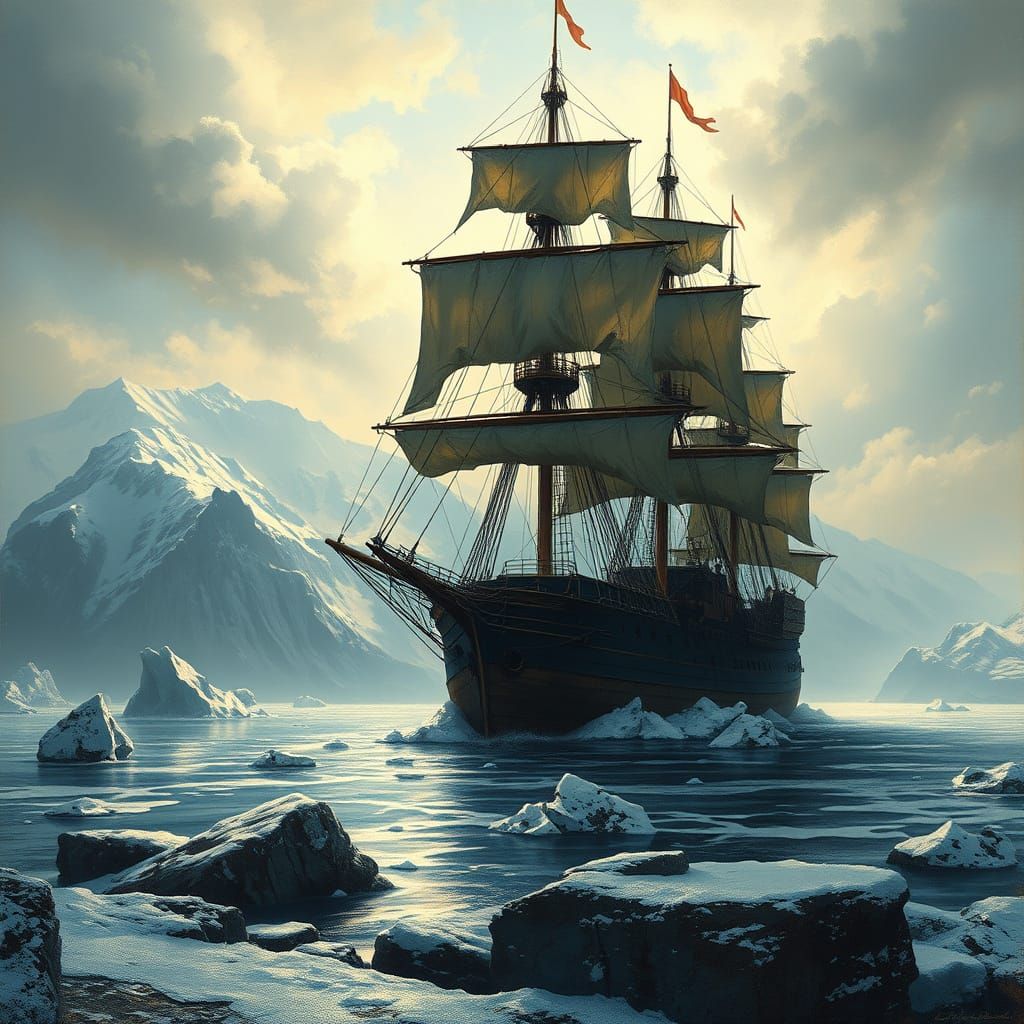 Majestic Sailing Ship Frozen in Time