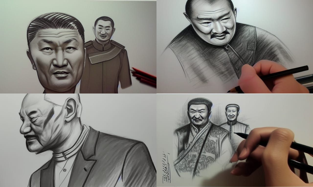 Genghis Khan: Detailed Black and White Pencil Sketch