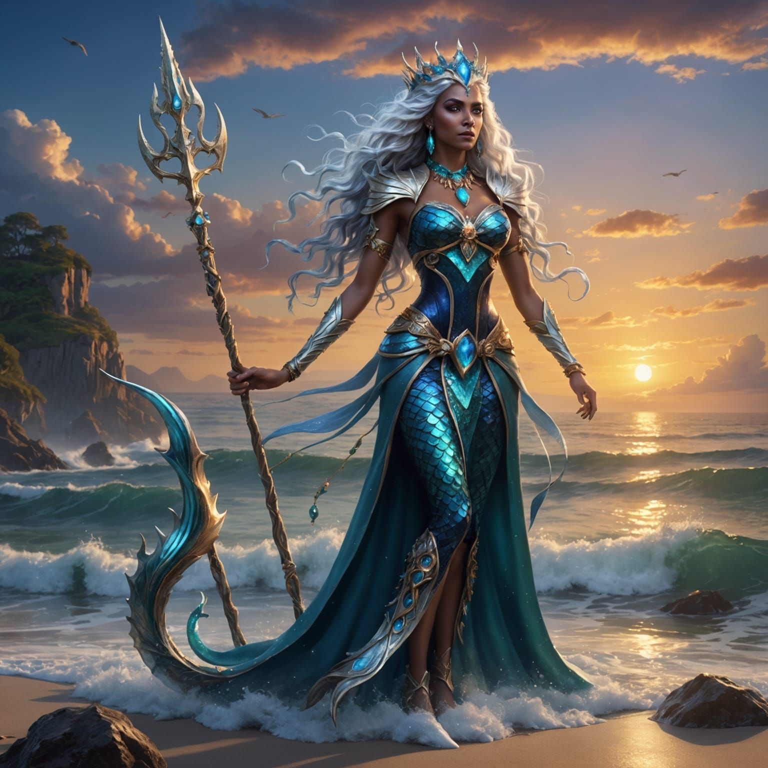Queen Azshara as Bohemian Sea Mage in Fantasy Art