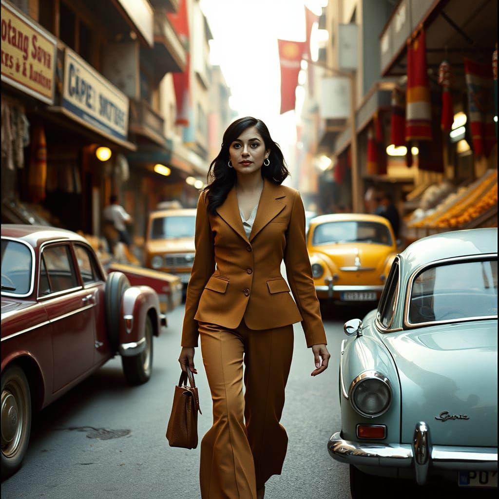 Iranian Woman in Tehran Marketplace, Cinematic 35mm Film