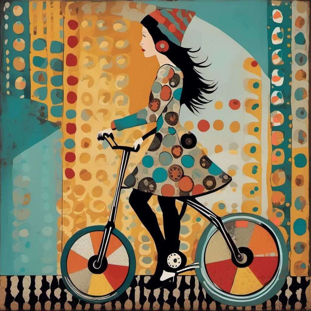 Clown on Unicycle in Retro Photo Art Style
