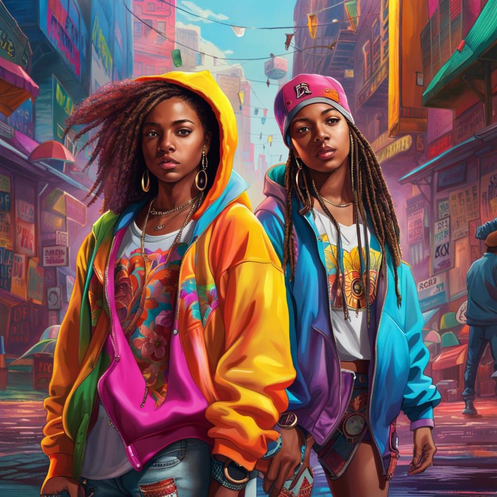 Teenagers in Hip-Hop Style, Digital Anime Art