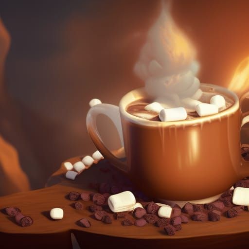 Cozy Hot Chocolate with Marshmallows: Matte Painting