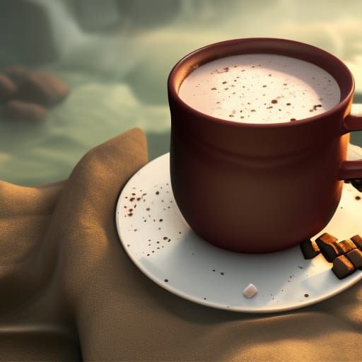 Cozy Hot Chocolate with Marshmallows: Matte Painting