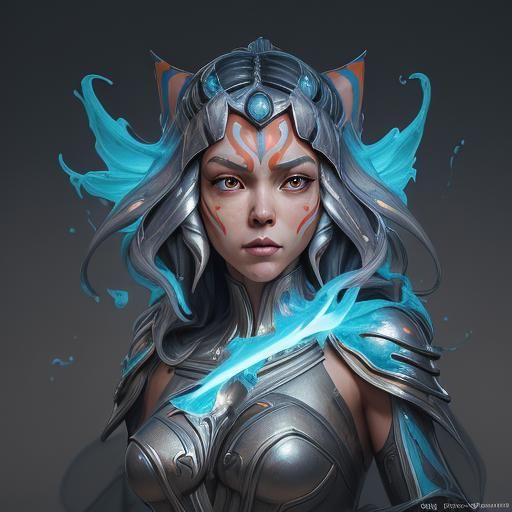 Ahsoka as Goddess, Hyperrealistic Anime Portrait