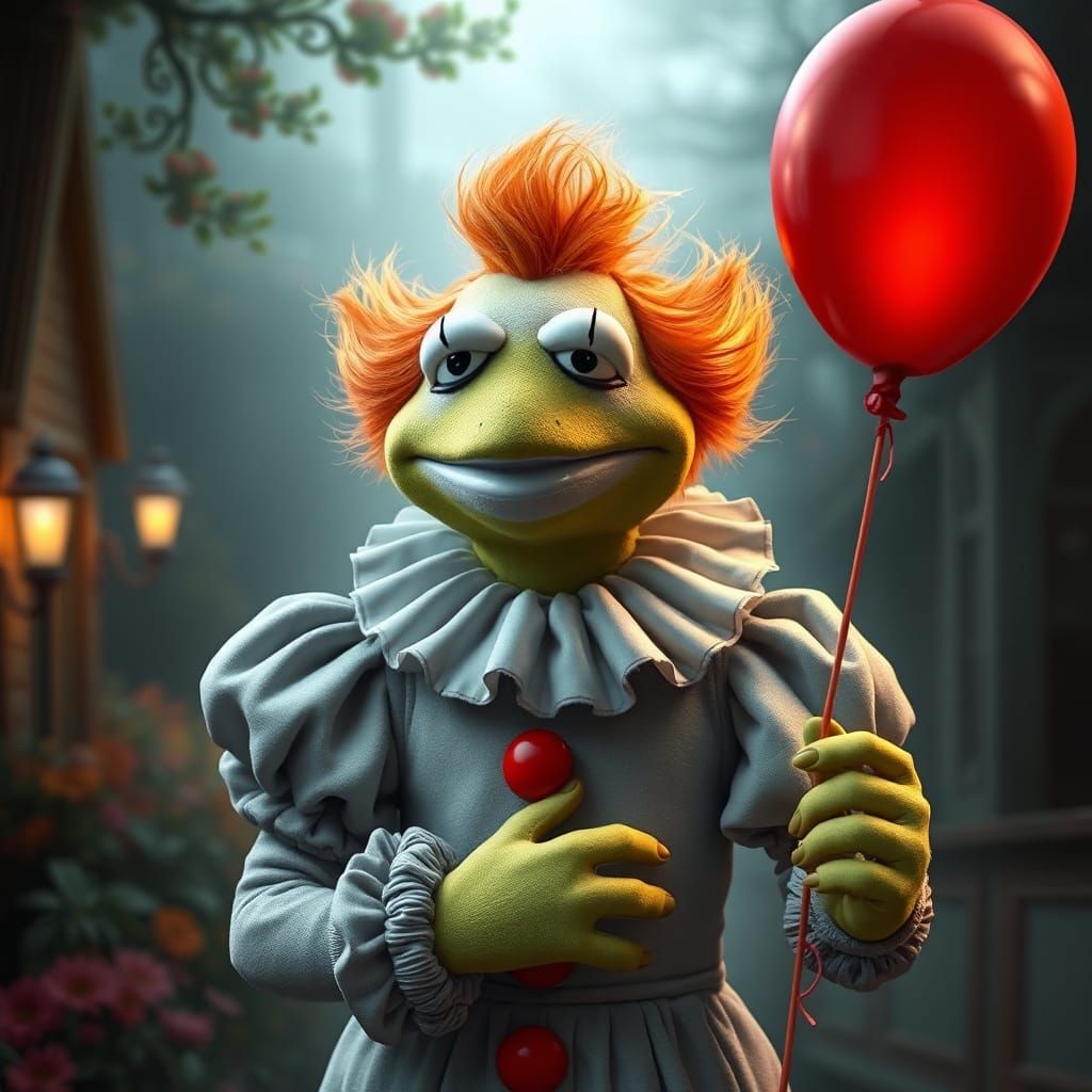 Kermit the Frog as Pennywise in Fantasy Style