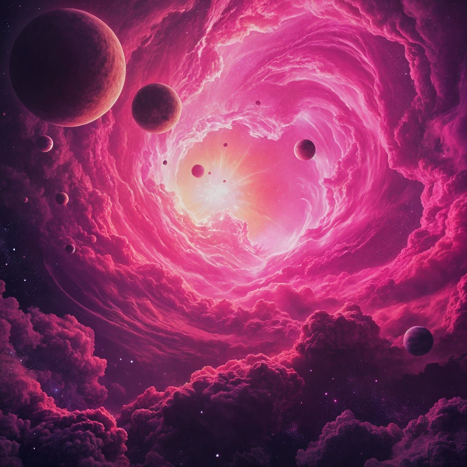 Vast Cosmic Landscape of Planets and Pink Mist